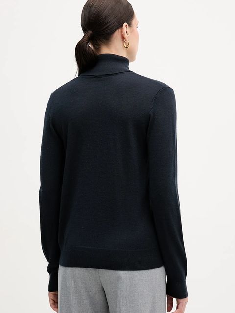 Sisley sweter damski kolor granatowy lekki z golfem 11BAM201C