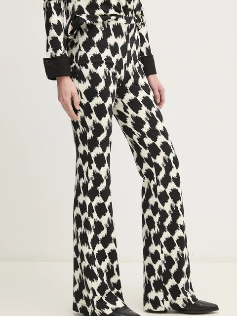 DIANE VON FURSTENBERG spodnie damskie kolor czarny dzwony high waist DVFPL4S002 - zdjęcie produktu nr 1