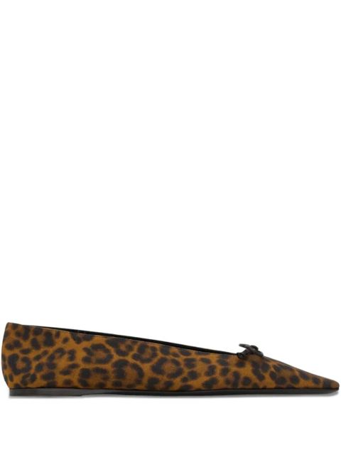 Saint Laurent Poppy leopard-print ballet flats - Brown