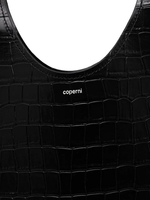 Coperni crocodile-effect heart tote bag - Black