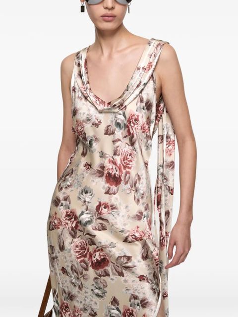 Acne Studios floral-print cowl-neck dress - Neutrals