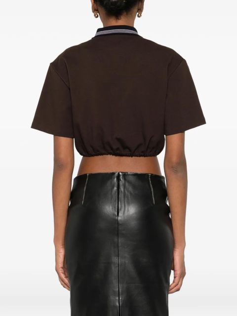 Miu Miu half-zip short-sleeve polo top - Brown