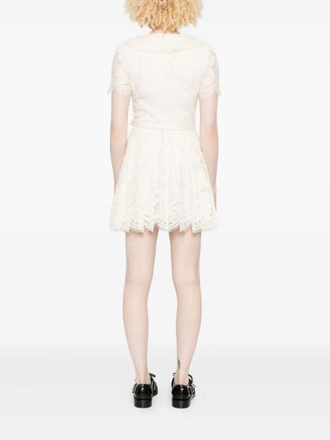 Self-Portrait lace embellished collar dress - Neutrals