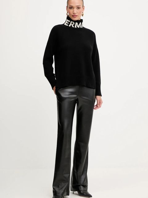 ERMANNO Firenze spodnie damskie kolor czarny proste medium waist 57TP037E5B - zdjęcie produktu nr 2