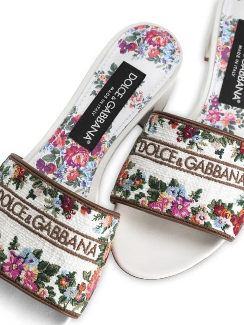 Dolce & Gabbana nappa leather mules with embroidery - White