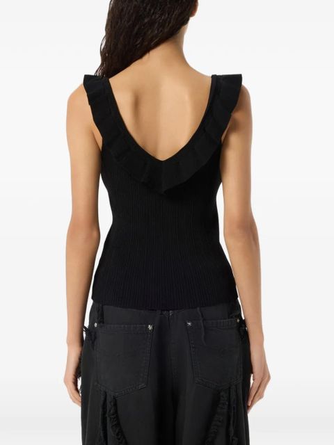 Blumarine ruffled V-neck tank top - Black