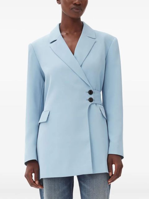 GANNI twill belted blazer - Blue