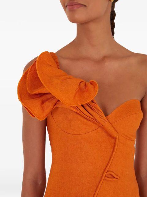 FARM Rio ruffle one-shoulder mini dress - Orange