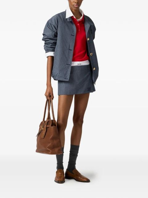 Miu Miu logo-detail long-sleeves polo shirt - Red - zdjęcie produktu nr 2