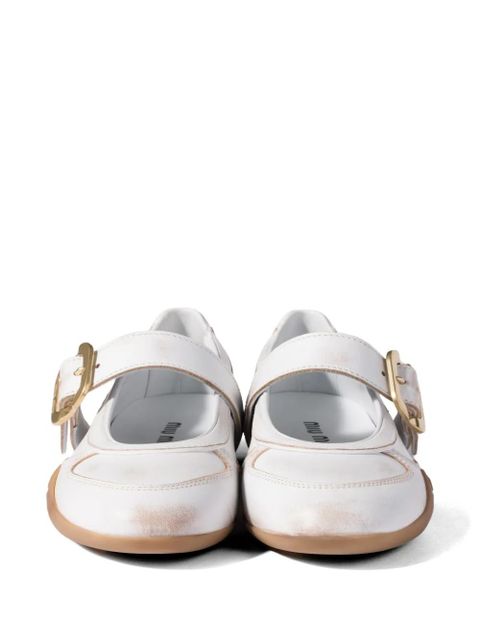 Miu Miu Gymnasium leather ballerinas with strap and buckle - White