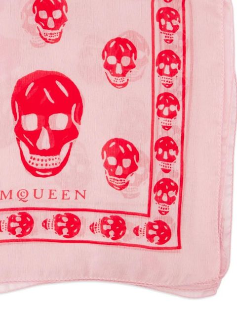 Alexander McQueen skull-print silk scarf - Pink