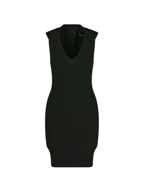 Balmain V-neck ribbed mini dress - Black - zdjęcie produktu nr 1