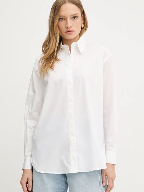 Pinko koszula bawełniana damska kolor biały relaxed z kołnierzykiem klasycznym 102476 A2CR - zdjęcie produktu nr 1