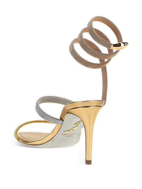 René Caovilla 105mm Cleo spiral-strap metallic sandals - Gold