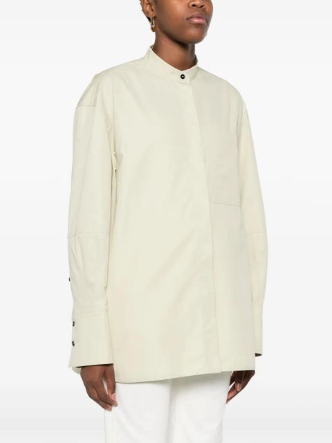 Jil Sander collarless cotton shirt - Green - zdjęcie produktu nr 2