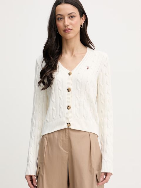 U.S. Polo Assn. kardigan damski bawełniany CABLE KNIT - zdjęcie produktu nr 1
