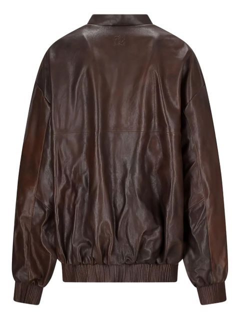 Magda Butrym leather zip-front bomber jacket - Brown