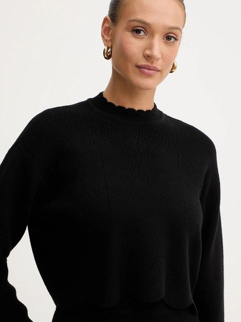 Twinset sweter z domieszką wełny damski kolor czarny 252TT3210