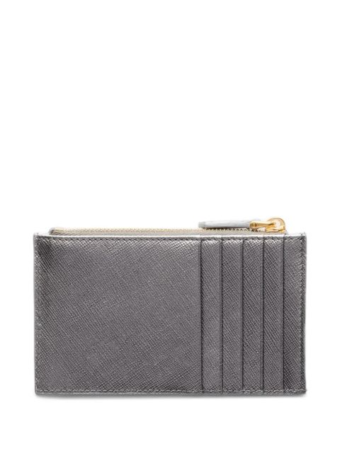 Prada triangle-logo zip-fastening leather card holder - Grey
