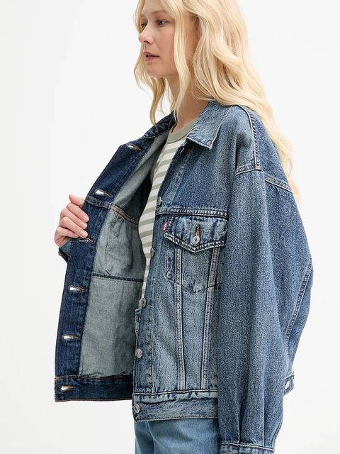 Levi's kurtka jeansowa kolor niebieski przejściowa oversize A1743