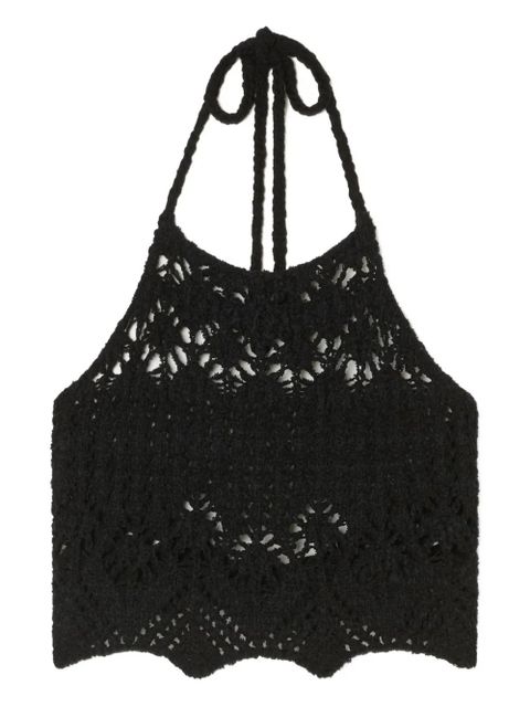Alanui Lagoon Romance crochet halterneck top - Black - zdjęcie produktu nr 1