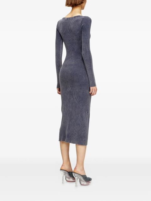 Diesel ribbed zip-front pocketed day dress - Blue