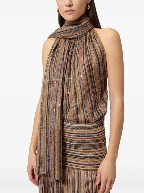 Missoni striped embellished scarf - Brown