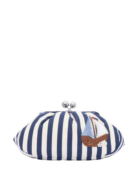 Weekend Max Mara striped sailboat-embellished shoulder bag - Blue