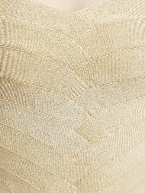 Herve Leger sukienka Iris kolor złoty maxi dopasowana HLM8505780