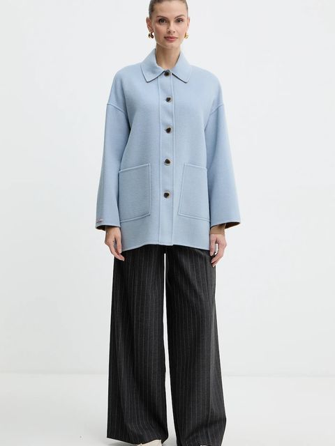 MAX&Co. kurtka wełniana kolor niebieski przejściowa oversize 2526086043200 - zdjęcie produktu nr 2