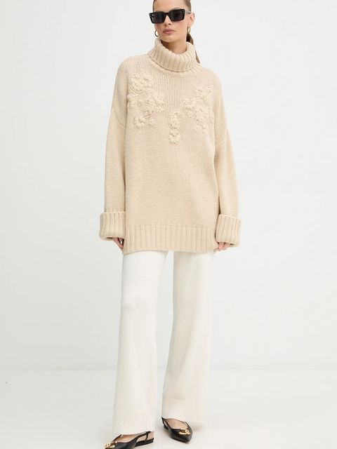 Marciano by Guess sweter z dodatkiem wełny AHLAM damski kolor beżowy ciepły z golfem 5BGR28 5895Z - zdjęcie produktu nr 2