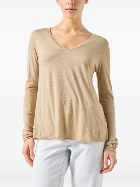American Vintage Jacksonville long-sleeve V-neck T-shirt - Neutrals