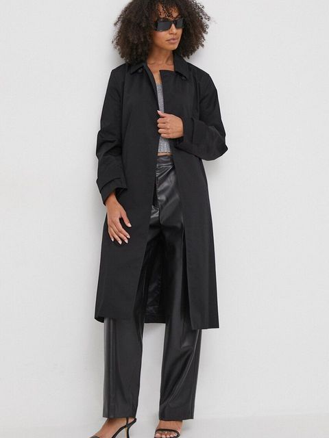 Calvin Klein spodnie damskie kolor czarny szerokie high waist