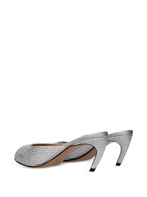 The Attico crystal-embellished satin sandals - Silver