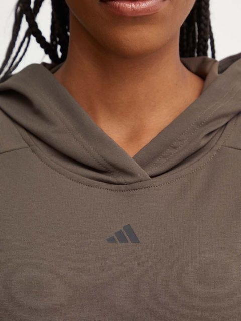 adidas Performance bluza treningowa Strength kolor brązowy z kapturem gładka IW3190