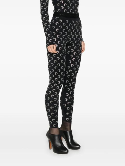 Marine Serre Crescent Moon-embellished leggings - Black