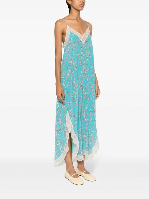 Zadig&Voltaire Ristyl logo-print maxi dress - Blue