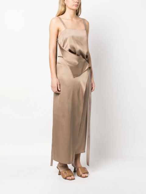 FENDI tie-waist silk maxi dress - Neutrals