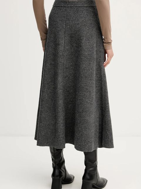 Marc O'Polo spódnica z dodatkiem wełny kolor szary midi rozkloszowana 510607720127