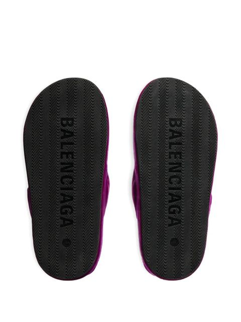 Balenciaga Jet Lag Thong velvet platform flip-flops - Purple