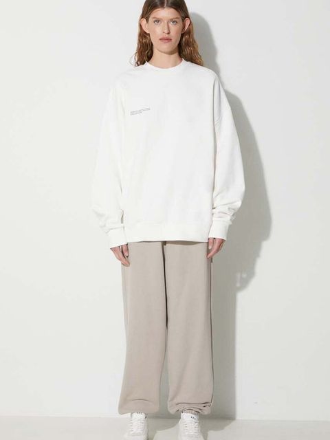 Pangaia bluza bawełniana kolor biały z nadrukiem