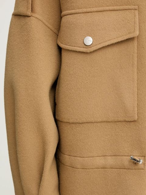 Pinko kurtka z dodatkiem wełny kolor beżowy przejściowa oversize 105341 A2XM