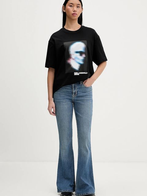 Karl Lagerfeld Jeans t-shirt bawełniany damski kolor czarny B1W17061 - zdjęcie produktu nr 2