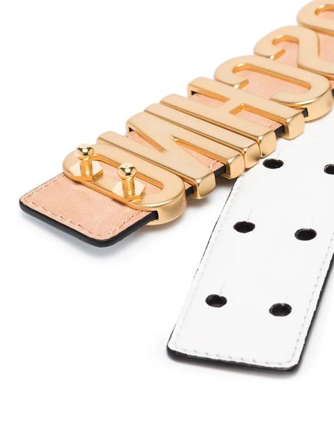 Moschino logo-embellished leather belt - White