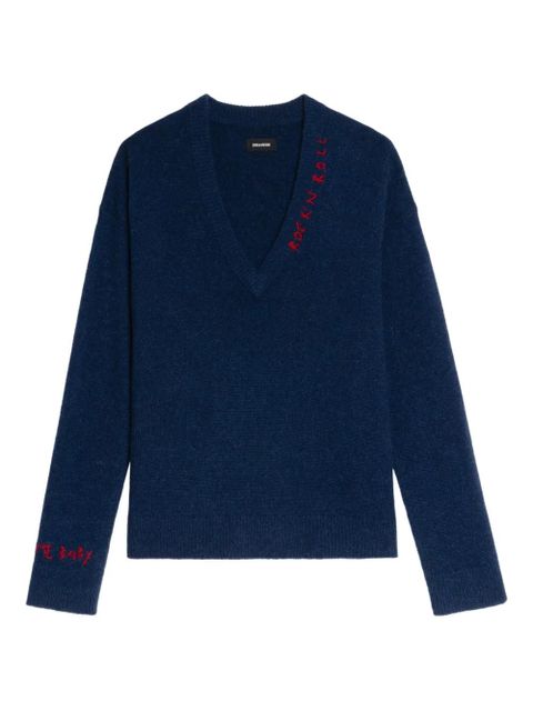 Zadig&Voltaire Miky embroidered V-neck sweater - Blue - zdjęcie produktu nr 1
