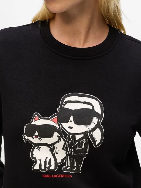 Karl Lagerfeld bluza IKON damska kolor czarny z nadrukiem A4W20045