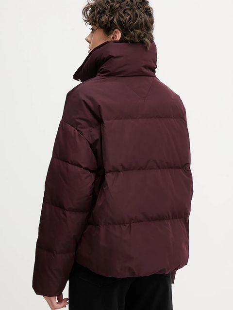 Tommy Hilfiger kurtka puchowa kolor bordowy zimowa oversize WW0WW47294