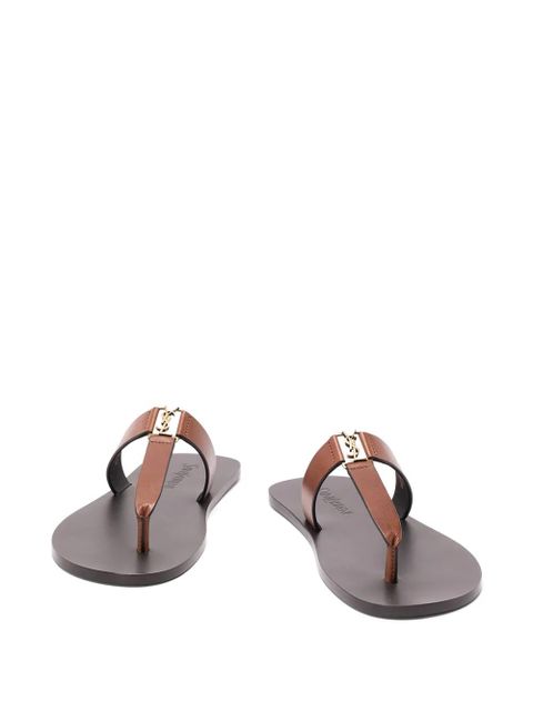 Saint Laurent Babylone logo leather sandals - Brown