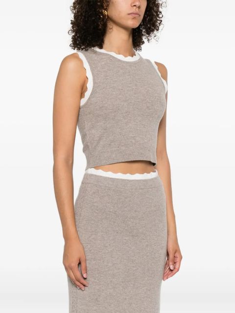 SANDRO scalloped-trim sleeveless top - Neutrals