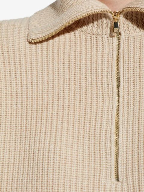 Max Mara ribbed zip-neck sweater - Neutrals
